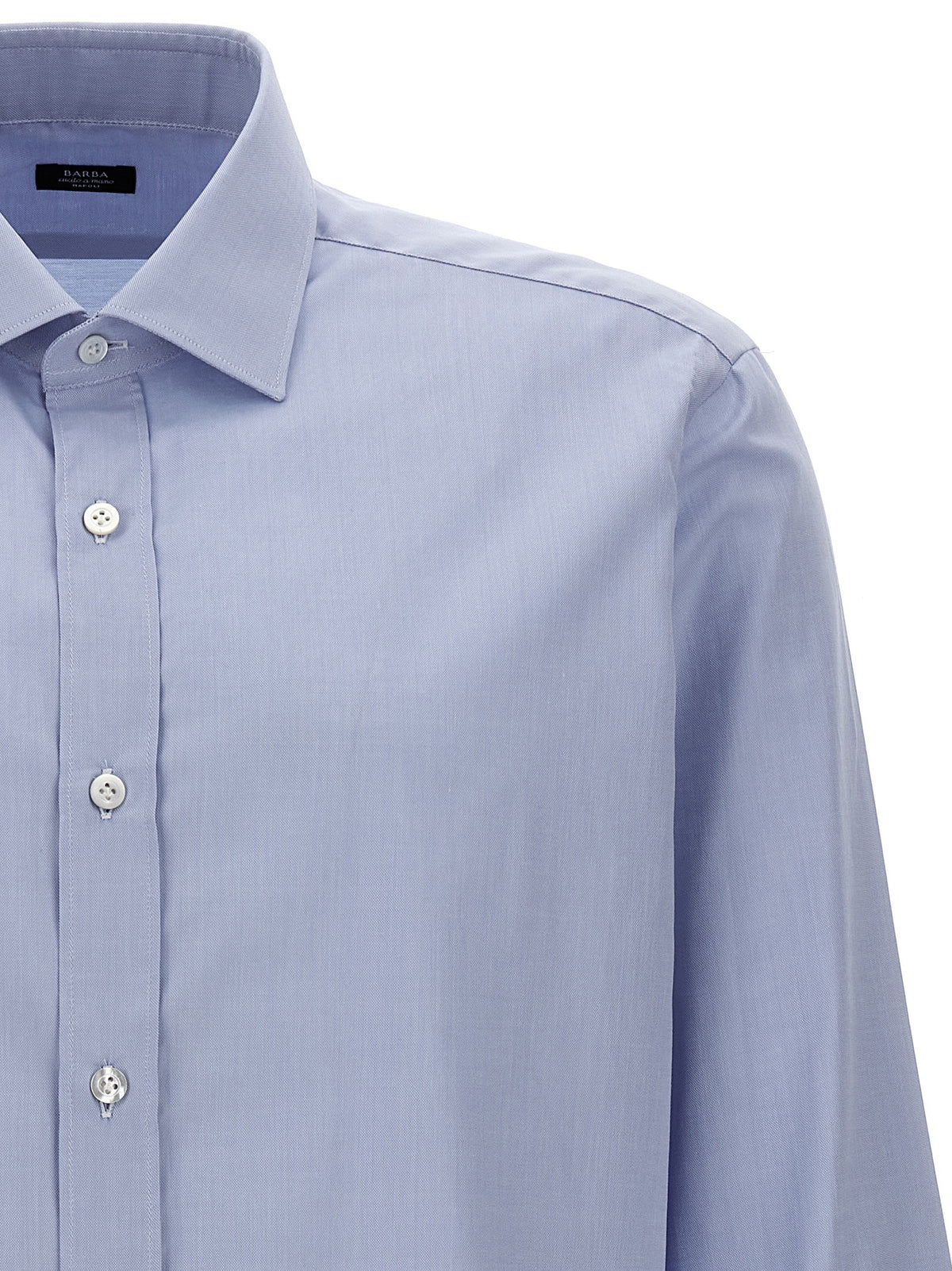 Barba Textured Cotton Shirt Blue