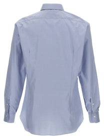 Barba Textured Cotton Shirt Blue