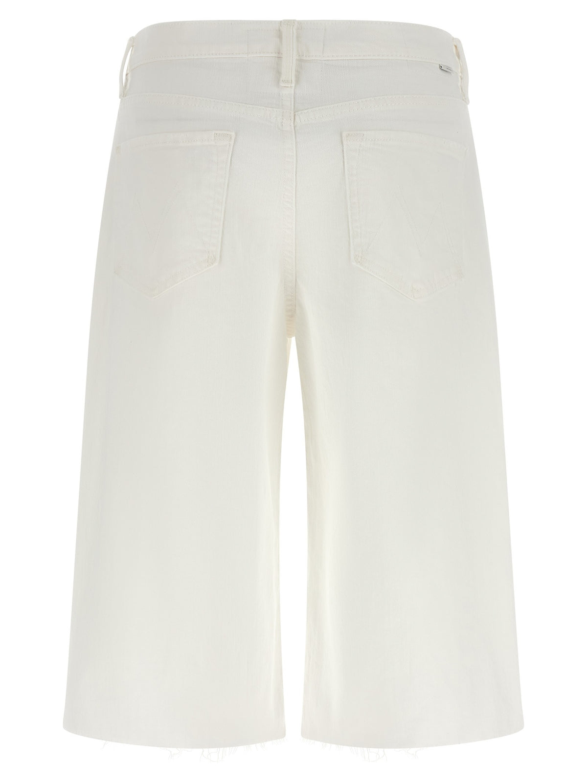 MOTHER The Whole Lot Zip Twist Fray Bermuda Shorts White