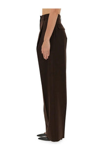 Thelatest women’s Axel pants brown high-waisted wide-leg trousers with tailored fit and subtle front pleats