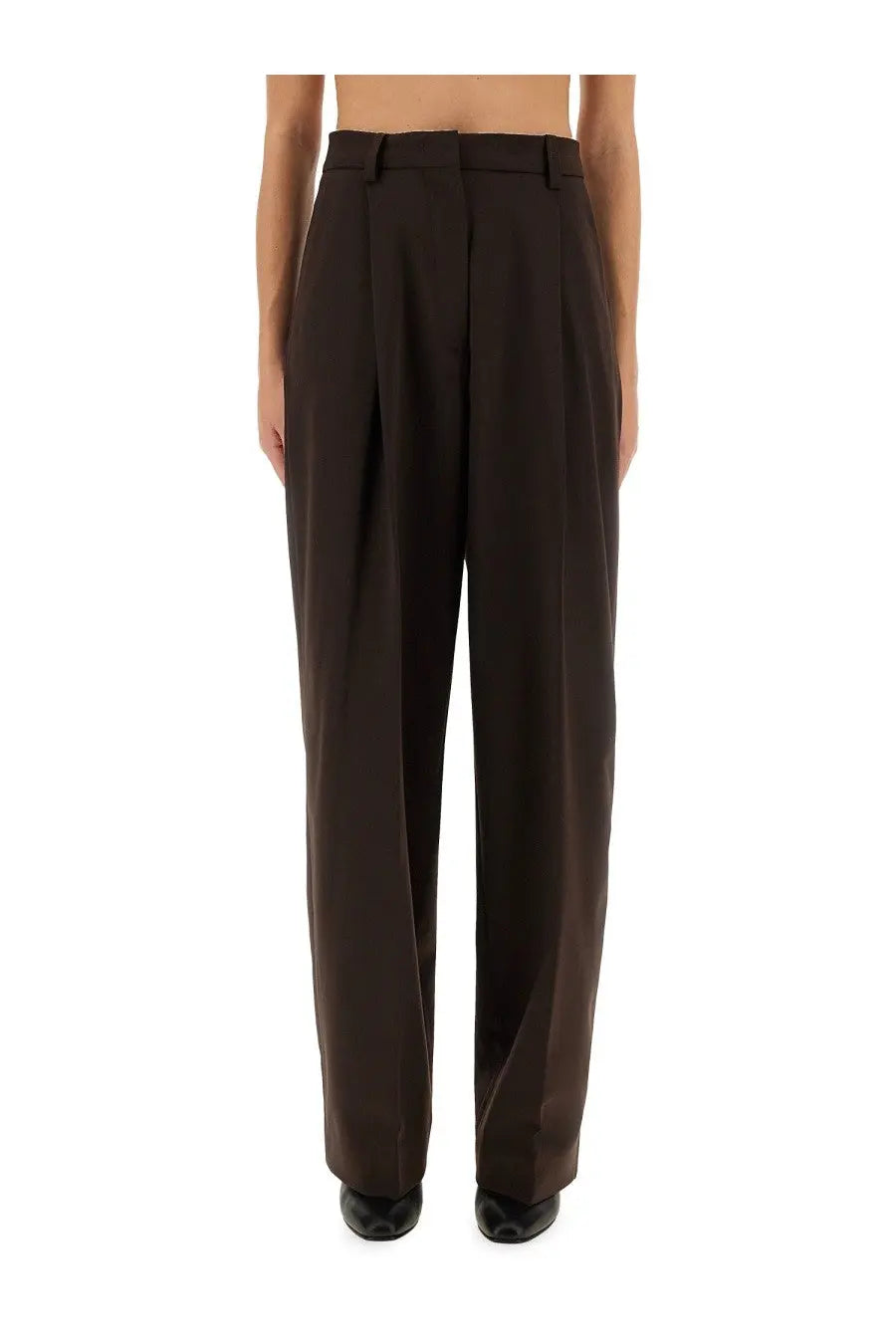 Thelatest women’s pants Axel brown dark brown high-waisted tailored pleated trousers for a polished look