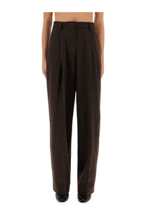 Thelatest women’s pants Axel brown dark brown high-waisted tailored pleated trousers for a polished look
