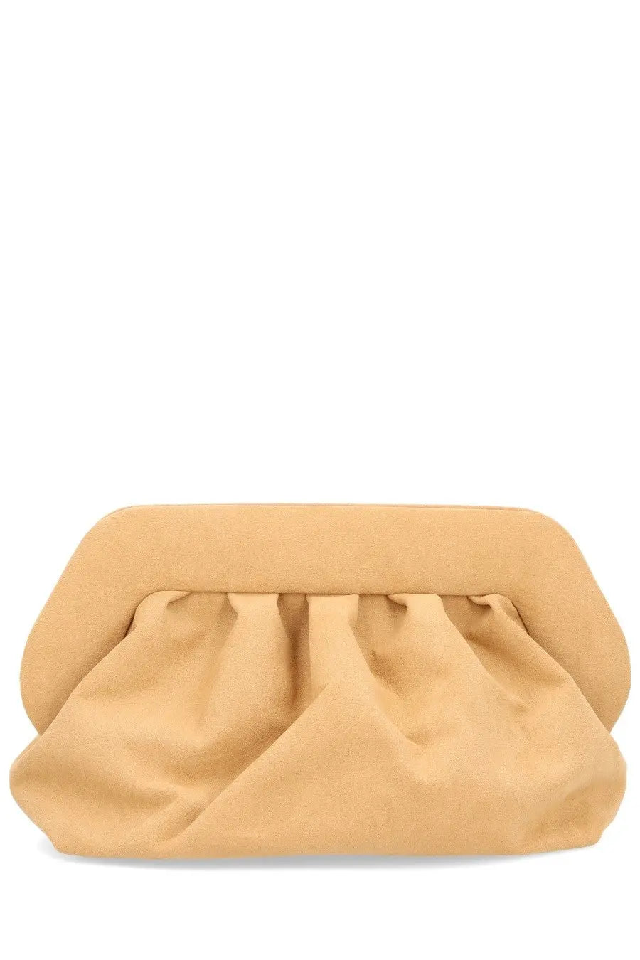 Themoirè women’s bag bios beige structured clutch with soft gathered fabric and minimalist design