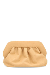 Themoirè women’s beige suede clutch bag with soft gathered front and rounded edges bios beige design