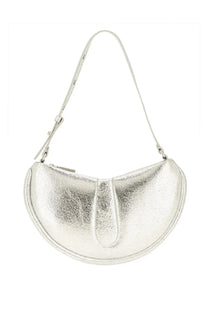 Themoirè women’s bag ebe silver metallic crescent-shaped handbag with a slender adjustable strap