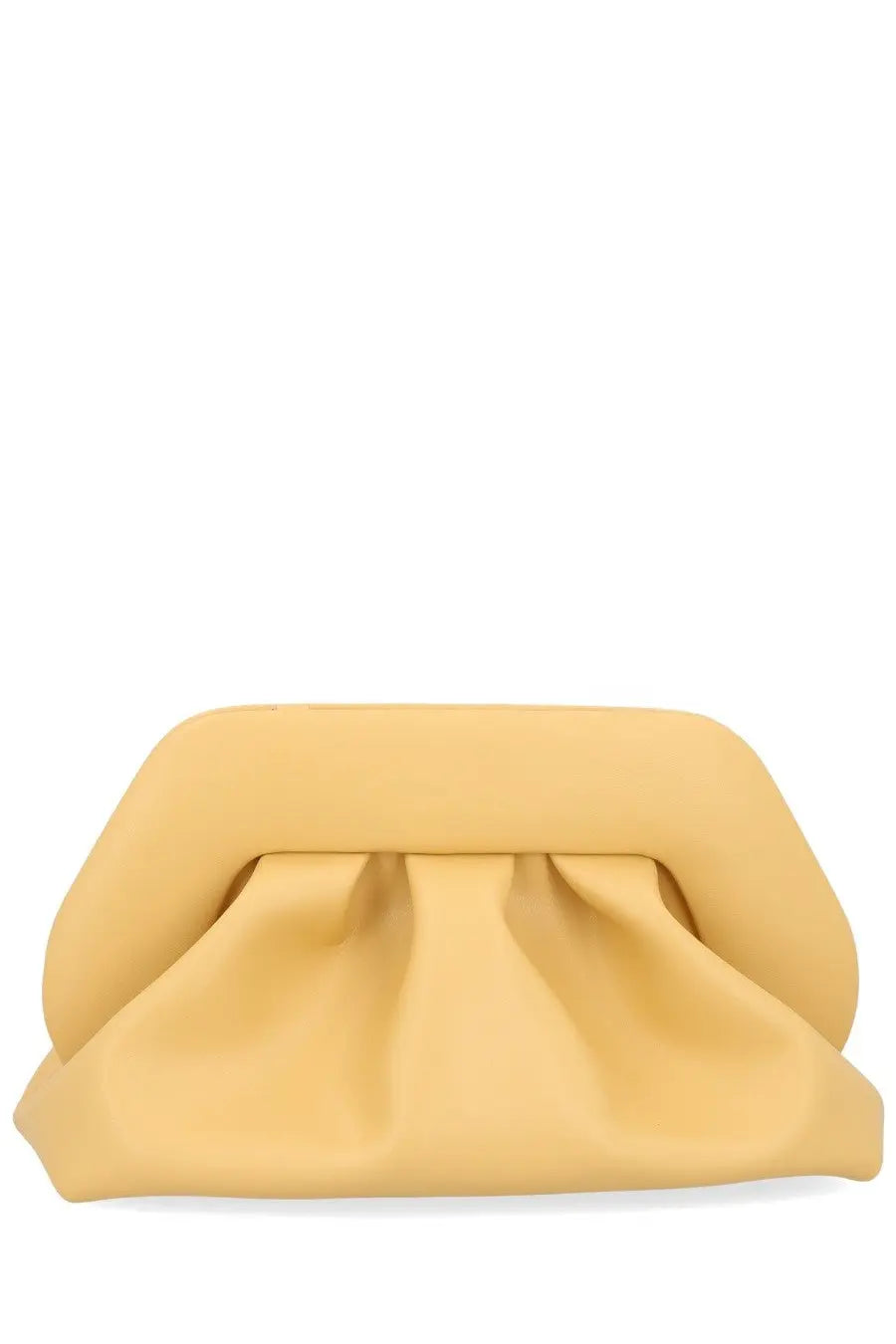 Themoirè women’s bag tia orange soft pale yellow clutch with plush gathered design and smooth leather texture