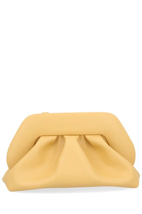 Themoirè women’s bag tia orange soft yellow structured clutch with gathered front and smooth leather-like finish