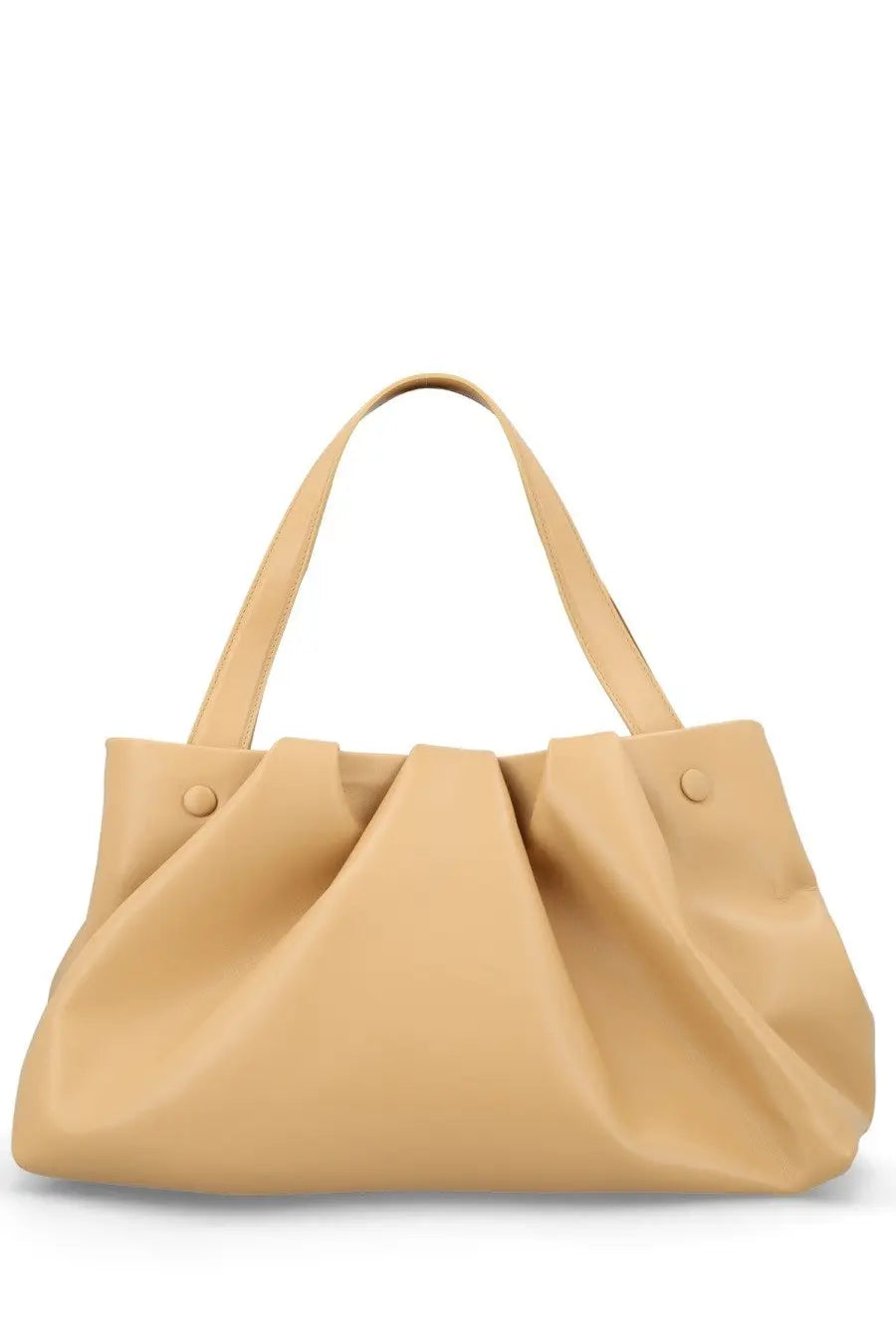 Themoirè women’s borsa athena beige leather tote bag with soft gathered detailing and matching handles