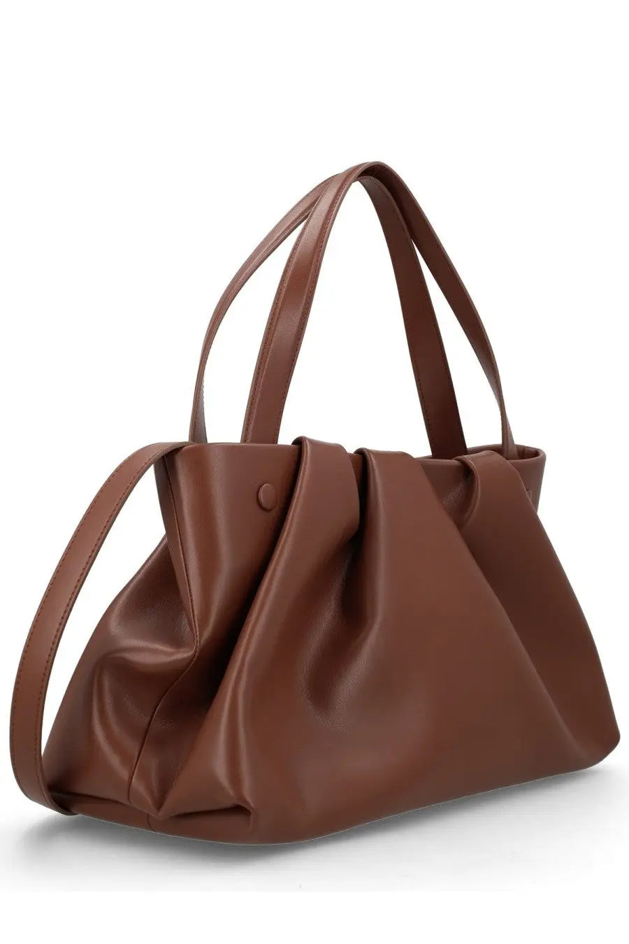 Themoirè women’s borsa athena brown brown faux leather tote bag with soft draped design and matching handles