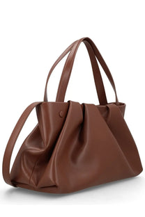 Themoirè women’s borsa athena brown brown faux leather tote bag with soft draped design and matching handles