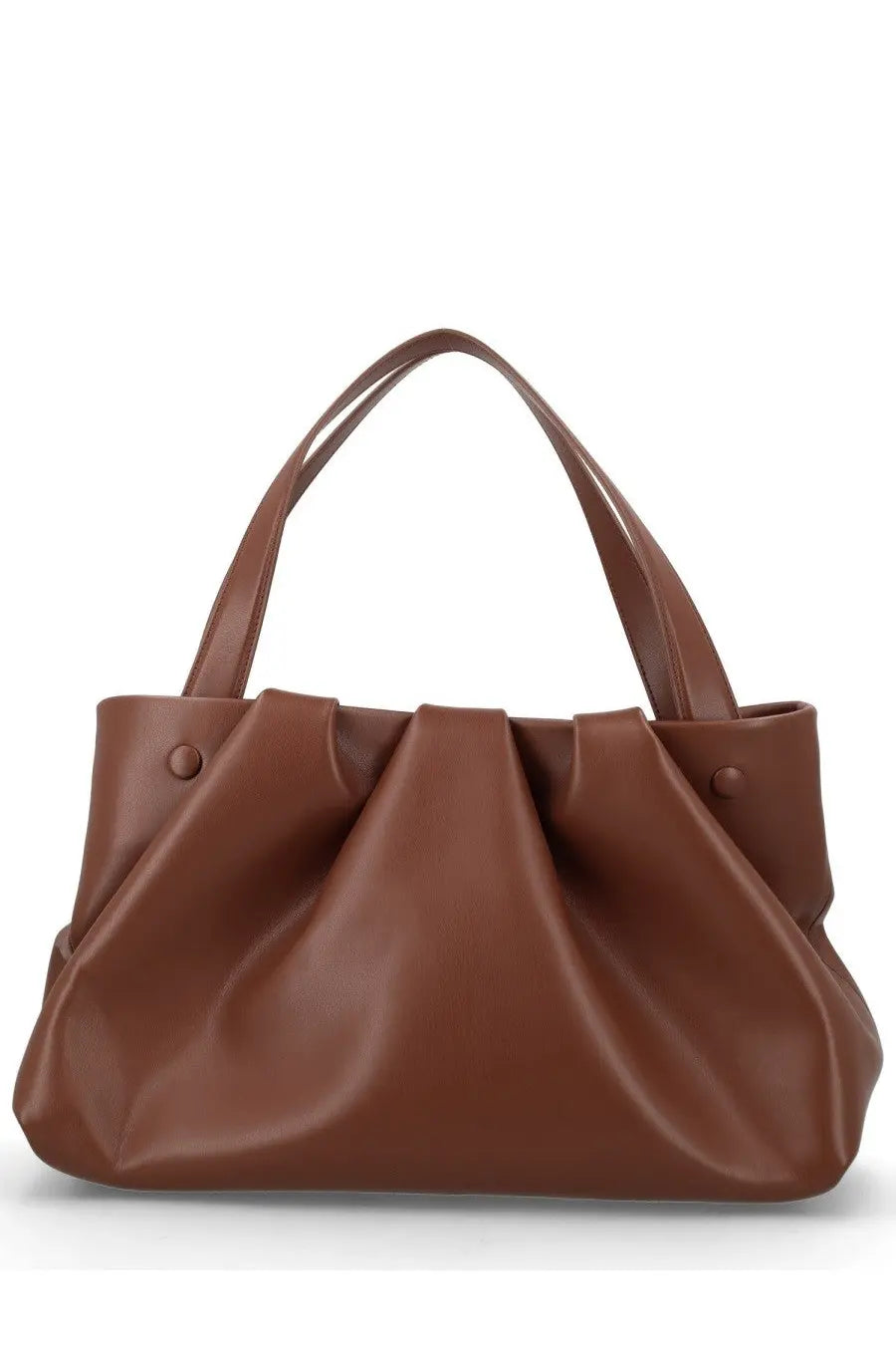 Themoirè women’s borsa athena brown brown faux leather tote bag with soft gathered front and rounded top handles
