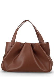 Themoirè women’s borsa athena brown brown faux leather tote bag with soft gathered front and rounded top handles