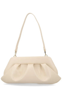 Themoirè women’s borsa bios baguette beige cream-colored clutch bag with soft pleated design and slender shoulder strap