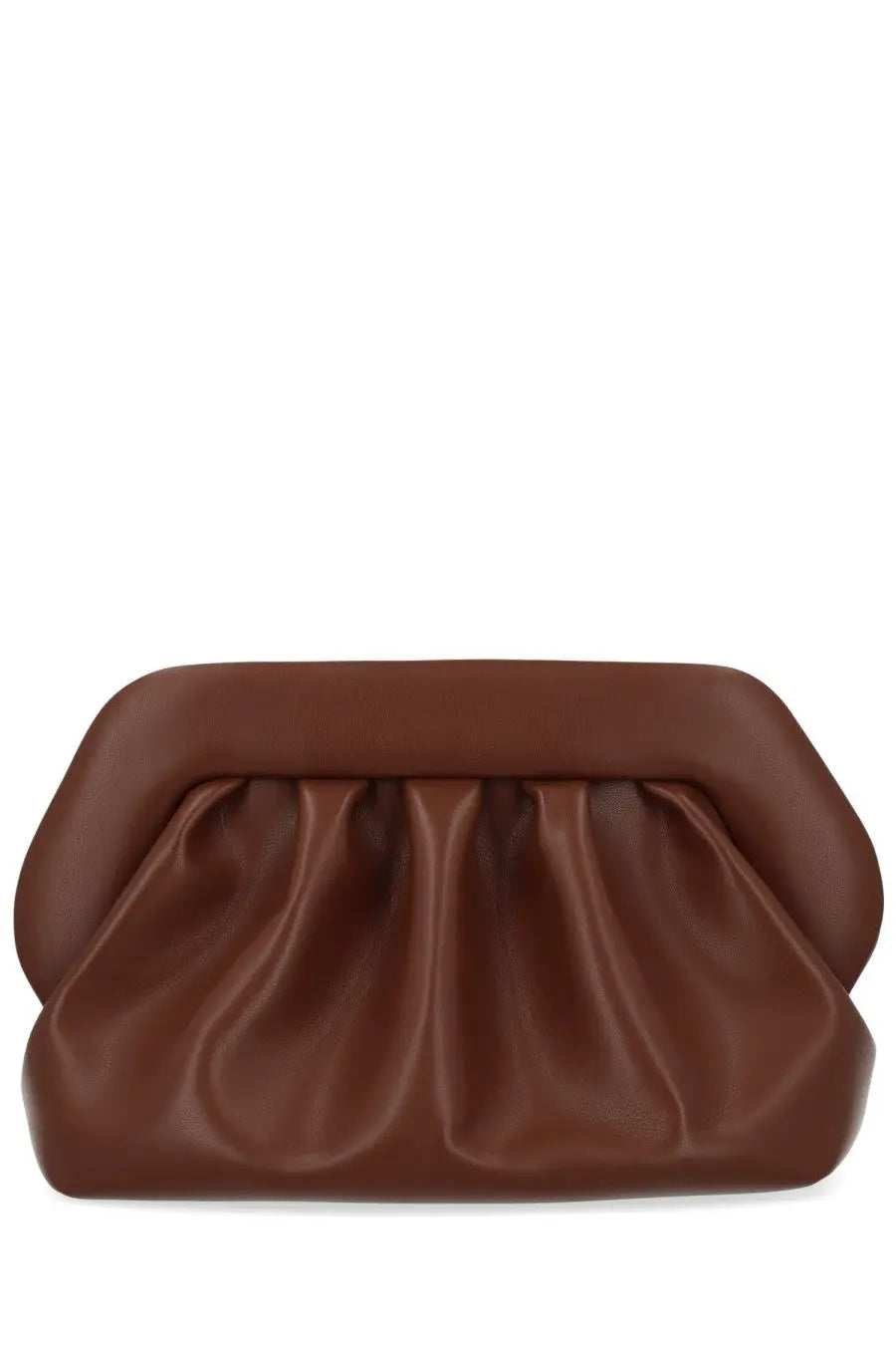 Themoirè women’s borsa bios brown leather clutch with soft draped design perfect for stylish occasions