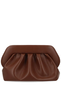 Themoirè women’s borsa bios brown brown satin clutch with soft ruched design and rounded edges