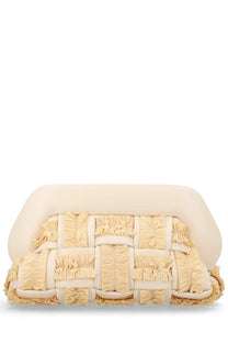 Themoirè women’s borsa bios large beige cream-colored clutch with woven ruffled texture and soft padded edges
