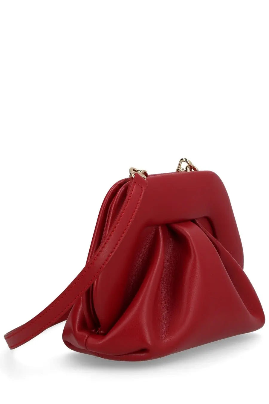 Themoirè women’s borsa bios small red clutch with vibrant red soft pleated leather and gold-tone hardware accents