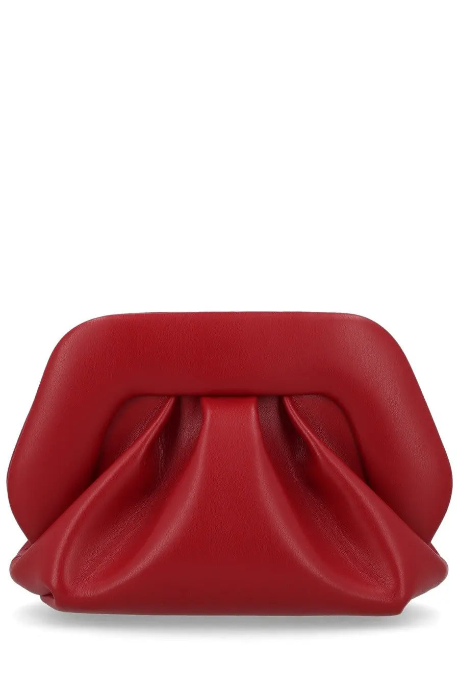 Themoirè women’s borsa bios small red vibrant structured leather clutch with soft draped center detail
