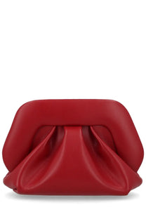 Themoirè women’s borsa bios small red vibrant structured leather clutch with soft draped center detail