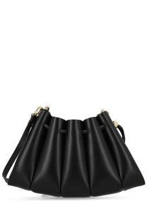 Themoirè women’s borsa calipso black leather bucket bag with gold-tone hardware and drawstring closure