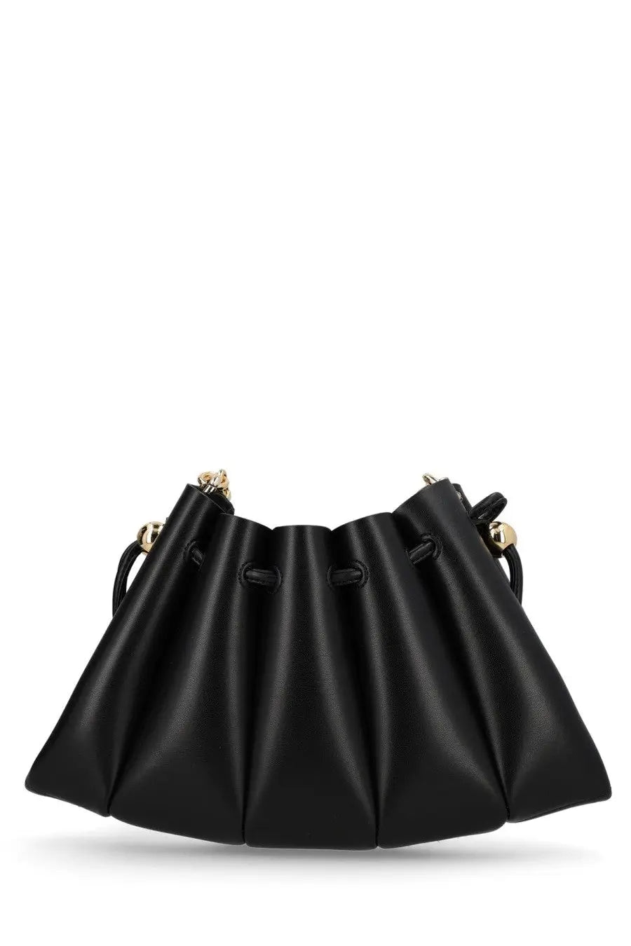 Themoirè women’s borsa calipso black leather bucket bag with gold-tone hardware and drawstring closure