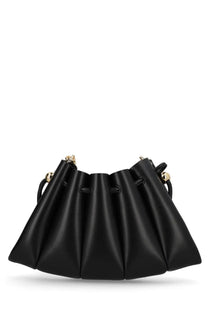 Themoirè women’s borsa calipso black leather bucket bag with gold-tone hardware and drawstring closure