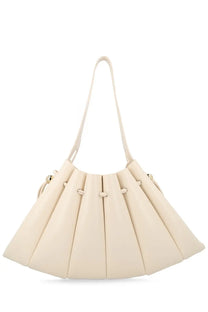 Themoirè women’s borsa calipso white cream pleated leather shoulder bag with single handle and gold-tone hardware