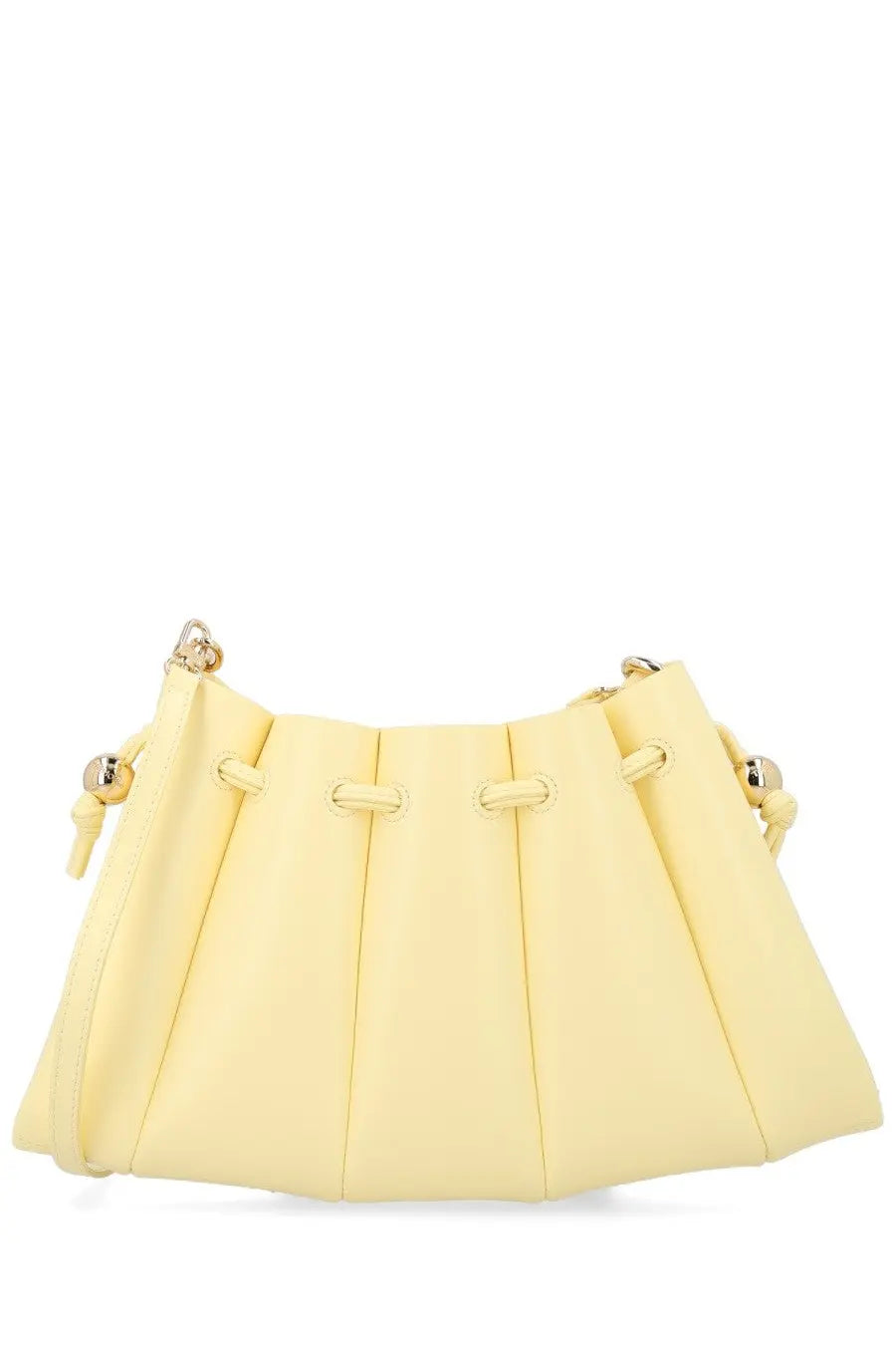 Themoirè women’s borsa calipso yellow pleated mini bag with gold-tone hardware and drawstring closure