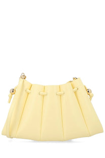 Themoirè women’s borsa calipso yellow pleated mini bag with gold-tone hardware and drawstring closure