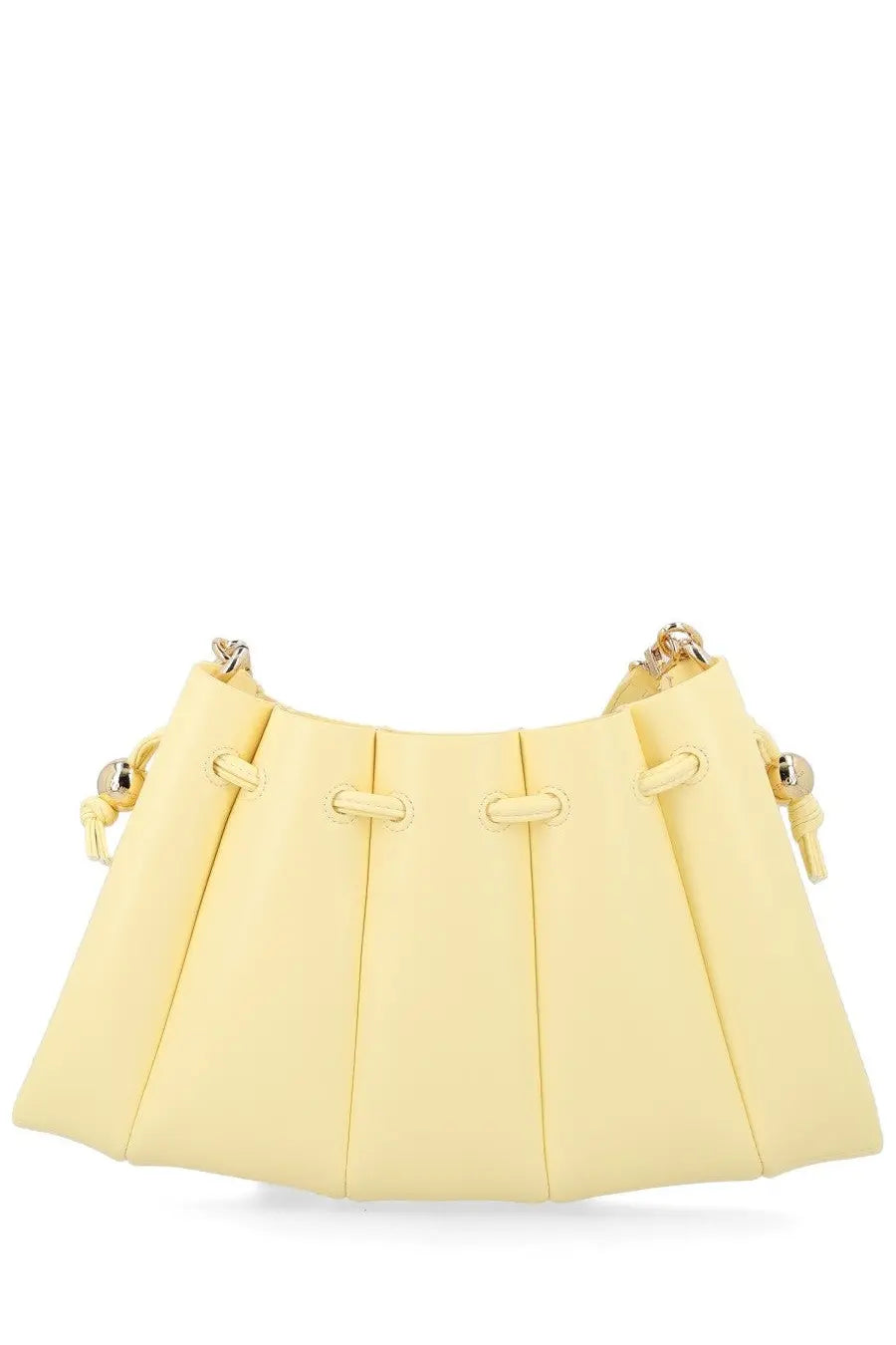 Themoirè women’s borsa calipso yellow pleated mini handbag with gold-tone hardware and drawstring details