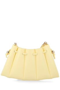 Themoirè women’s borsa calipso yellow pleated mini handbag with gold-tone hardware and drawstring details