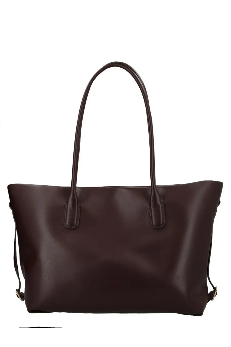 Dark brown leather tote bag with dual top handles and adjustable shoulder straps by Themoire womens Borsa Taila Brown