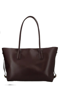 Dark brown leather tote bag with dual top handles and adjustable shoulder straps by Themoire womens Borsa Taila Brown