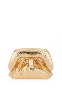 Themoirè women’s clutch gea gold is a gold metallic clutch with a crinkled textured surface and structured padded design