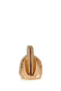Themoirè women’s clutch gea gold is a gold-toned textured bag with a sculptural leaf design and structured fold-over top