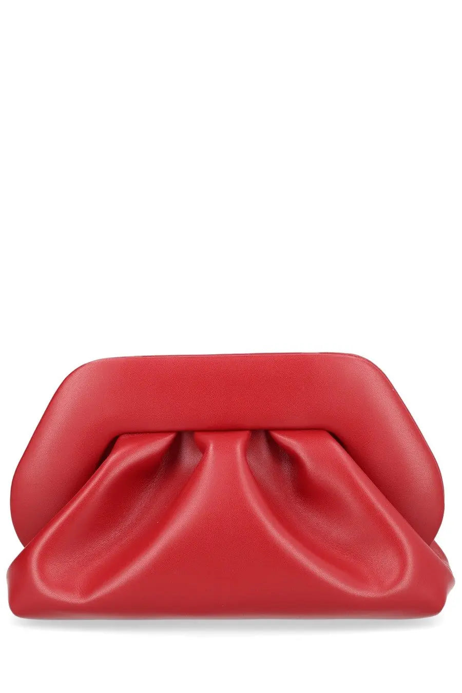 Themoirè women’s medium bios bag red vibrant red structured clutch with soft draped front and smooth leather finish