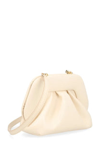 Themoirè womens small bios bag pink cream leather clutch with soft gathered design and gold tone hardware