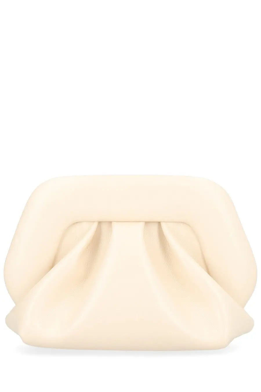 Themoirè women’s small bios bag pink cream-colored soft-textured clutch with gathered front and rounded edges