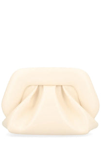 Themoirè women’s small bios bag pink cream-colored soft-textured clutch with gathered front and rounded edges