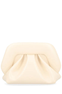 Themoirè womens small bios bag in cream-colored soft texture with ruched front and rounded edges clutch design