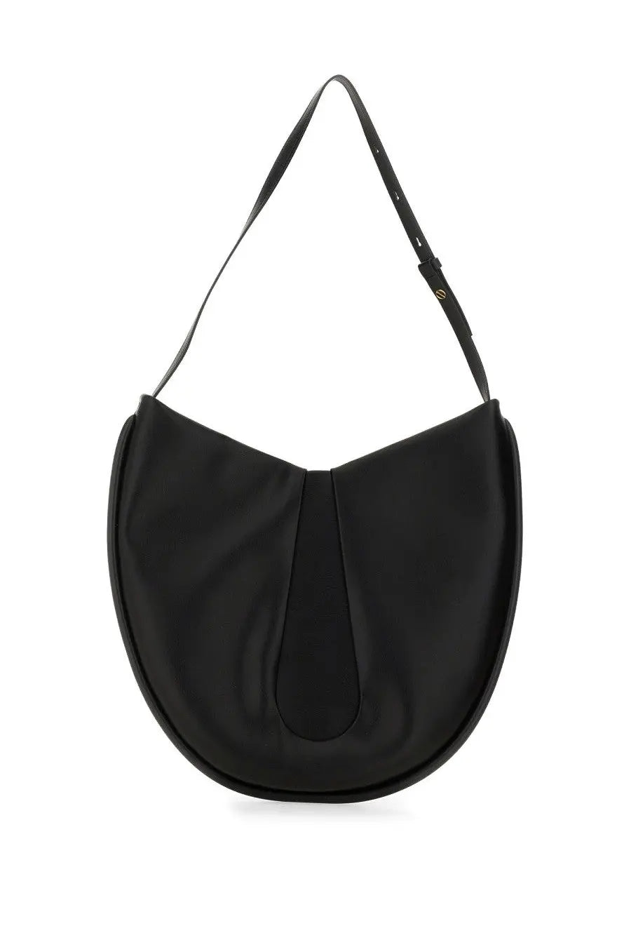 Themoirè women’s tike bag black leather hobo bag with sleek curved silhouette and adjustable shoulder strap
