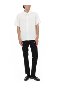 Theory men’s camicia irving white short-sleeved button-up shirt with classic collar and minimalist design