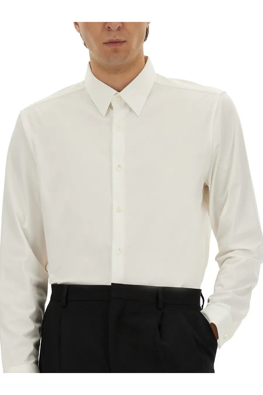 Theory men’s shirt sylvain white crisp white long-sleeved button-down shirt with classic collar and pressed fabric