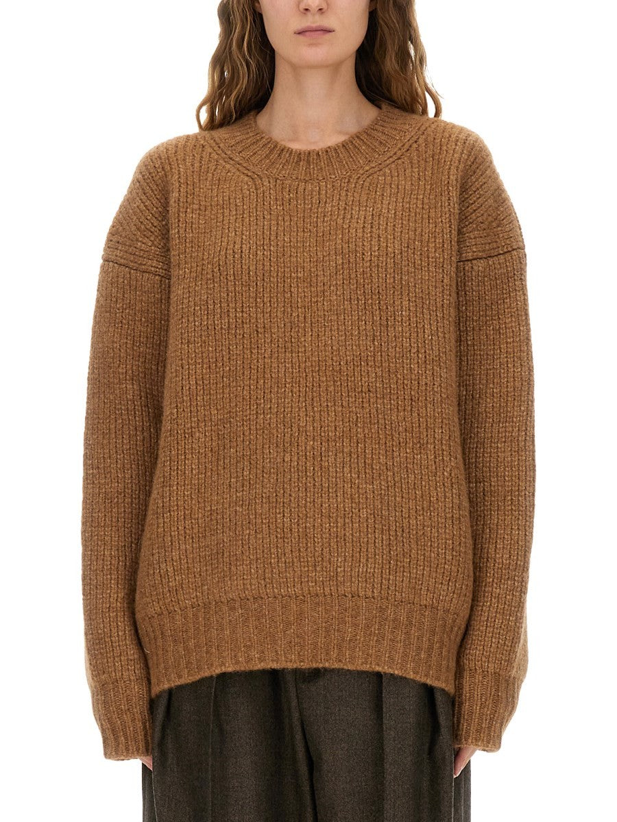 Saint Laurent Women's Thick Knit Pullover Beige