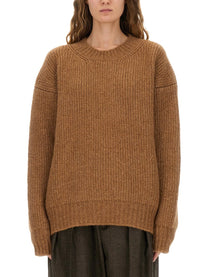 Saint Laurent Women's Thick Knit Pullover Beige