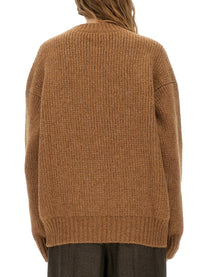 Saint Laurent Women's Thick Knit Pullover Beige