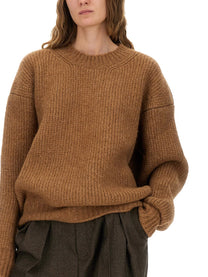 Saint Laurent Women's Thick Knit Pullover Beige