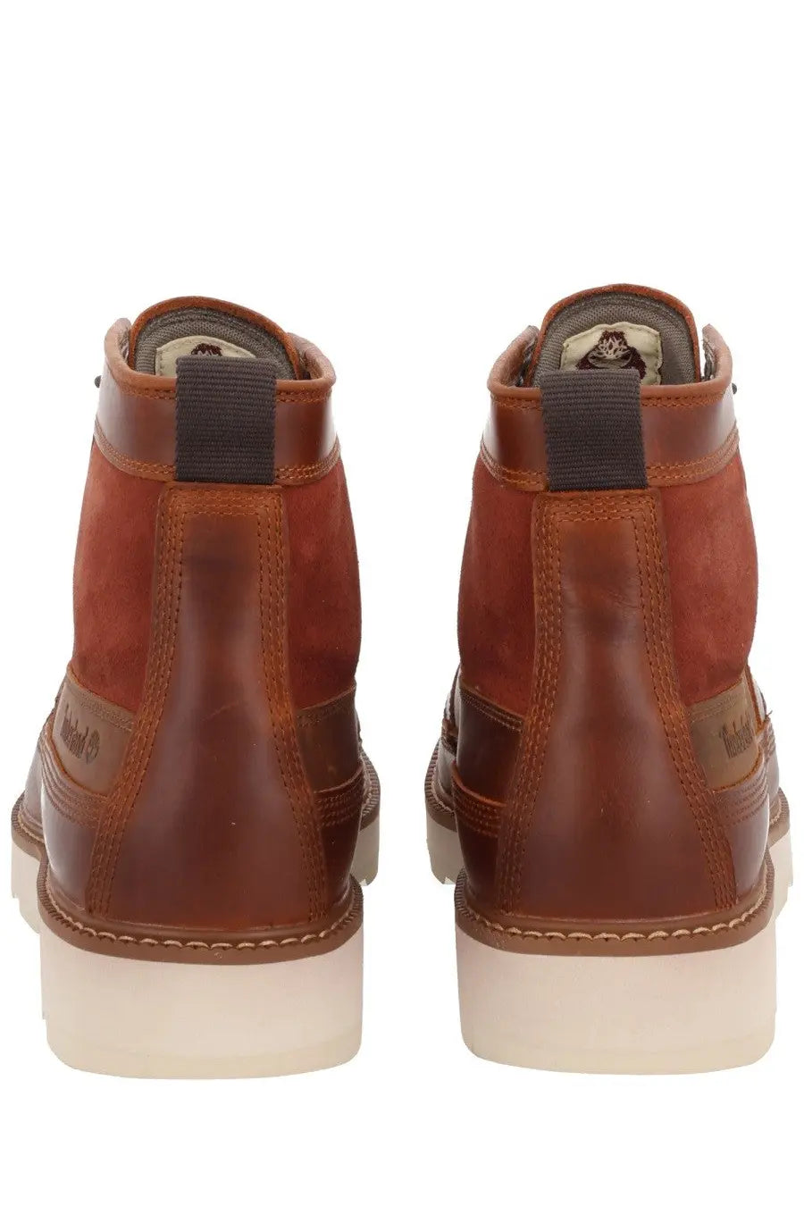 Timberland men’s waterproof lace up boot in brown with suede and leather uppers and white rubber sole