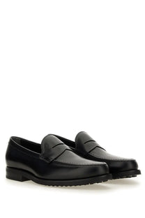 Tods men’s mocassino in pelle black black leather penny loafer shoes with polished finish and classic design