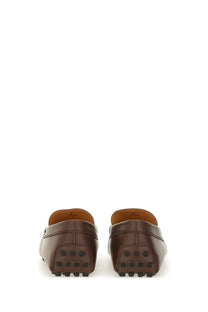 Tods men’s moccasin gommino bubble brown brown leather loafers with classic design and rubberized soles with traction dots